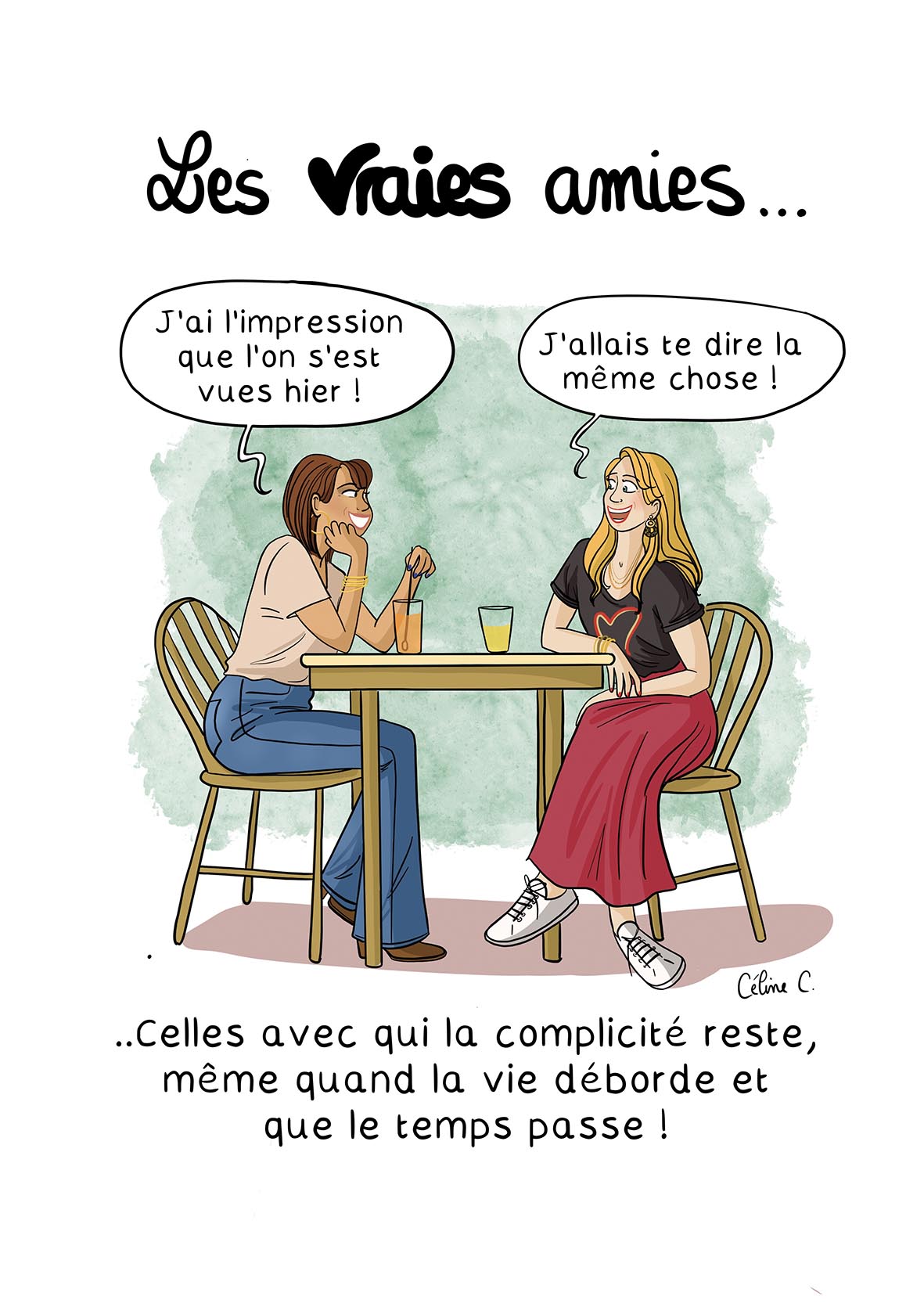 Les vraies amies – Illustration à télécharger et imprimer